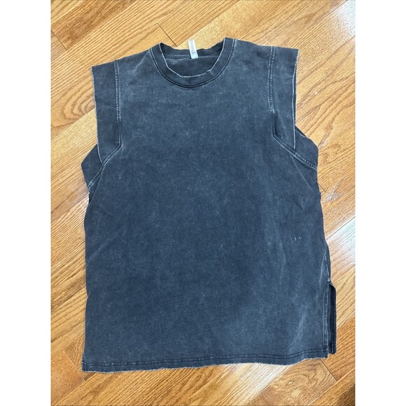 Mono B Workout Tank T-shirt Large Made In USA Faded Black NEW - Picture 1 of 4